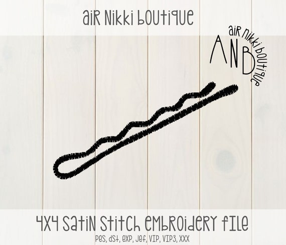 Bobby Pin satin stitch 1inch x 2 inches 4x4 embroidery fill file, pes, dst, exp, jef, vip, vip3, xxx, instant download, zipped file