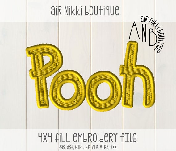 Pooh 4x4 embroidery fill file, pes, dst, exp, jef, vip, vip3, xxx, instant download, zipped file