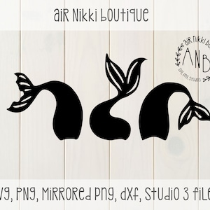 Mermaid Tails SVG, PNG, Mirrored png, 300 dpi, studio 3, DXF files, instant download, cut file, silhouette cameo, cricut, design space, htv