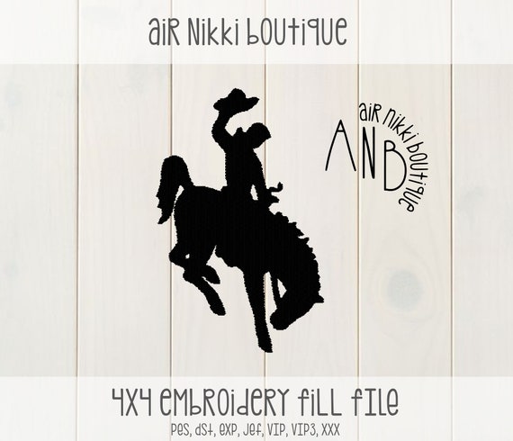 Cowboy riding Horse silhouette embroidery 4x4 fill file, pes, dst, exp, jef, vip, vip3, xxx, instant download, zipped