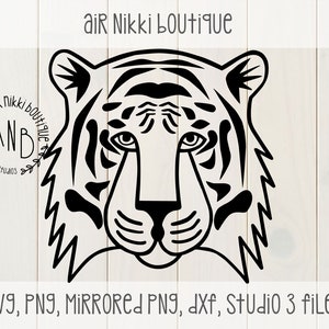 Tiger Head SVG, PNG, studio 3, DXF, mirrored png files, instant download, cut file, cameo, cricut, cut n scan 2