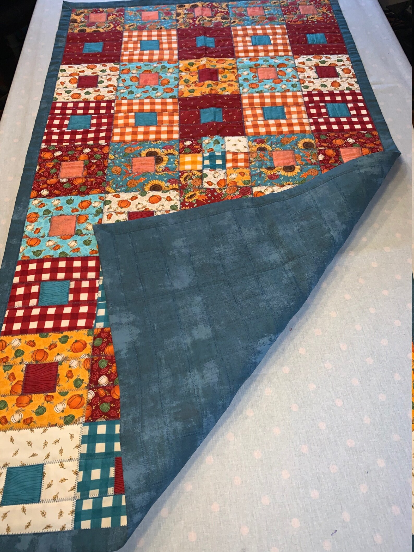 Hand Made Quilted Cotton Lap Quilt in Autumn Colours Etsy