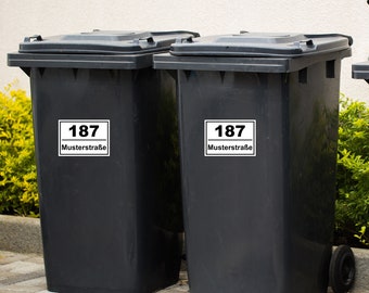Premium Personalisierte Mülltonnenorganizer: Aufkleber-Set mit Hausnummer und Straßenname für deine Wheelie Bin
