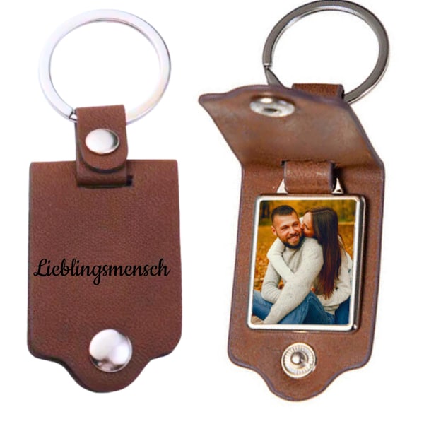 Personalized photo keychain - custom leather keychain - gift ideas - photo gift ideas - with engraving