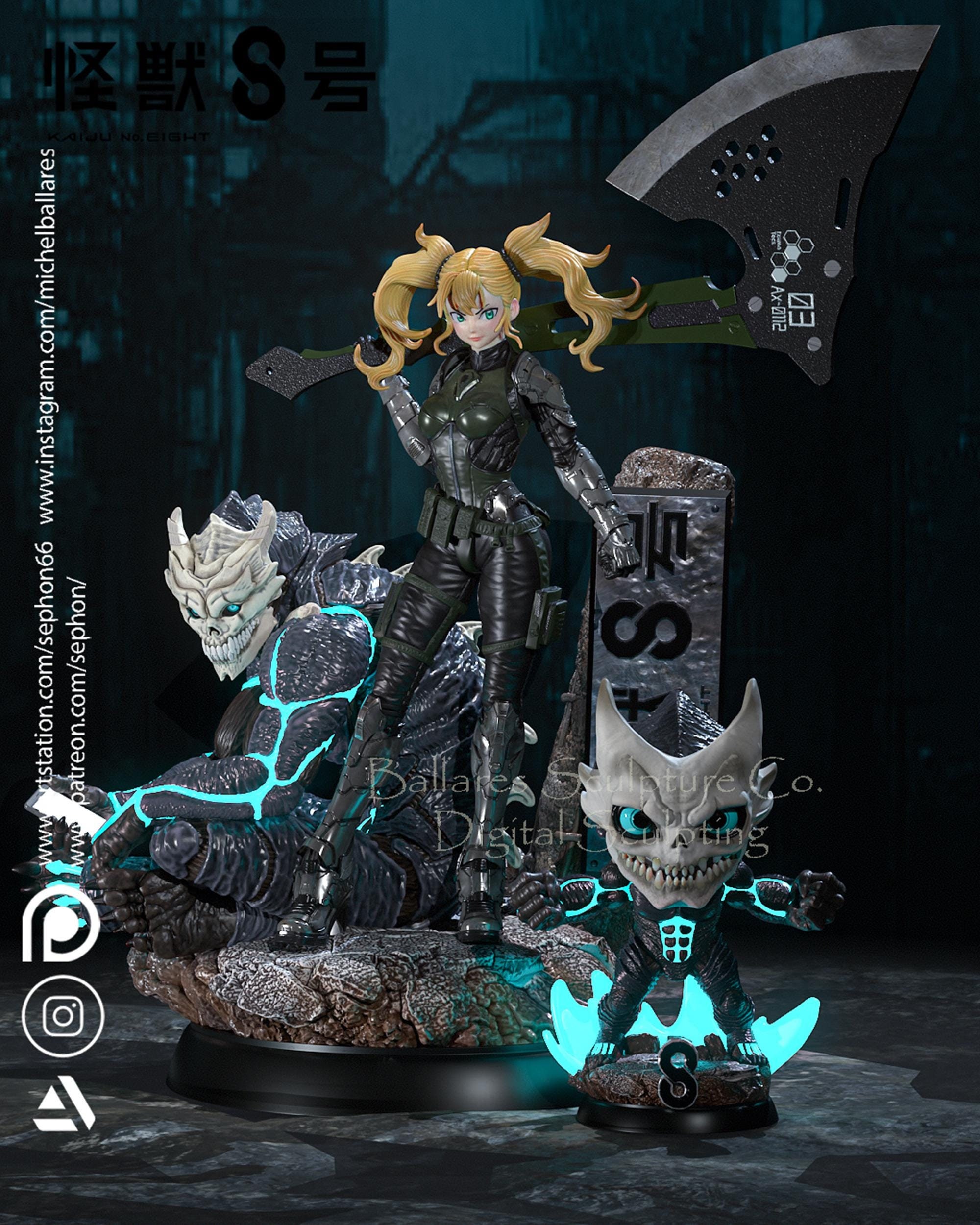 2 KITS IN ONE! 1/8th Scale Kaiju No. 8 & Kikoru Shinomiya