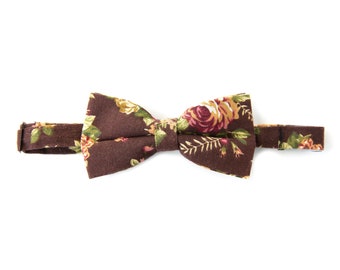 Men's Bow Tie in Maroon Floral Floral Bowtie Burgundy Bow tie Modern Bowtie Men's Bowtie Prom Bowtie Wedding Bowtie Maroon Bowtie Red Bowtie