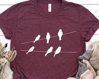 Birds on Wire Graphic Tee, Bird Lover Gift