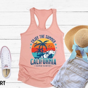 Surfing Paradise California Tank Top, Surfing Tank Top, Beach Tanks, Summer Tank Top, Vacation Tank, Summer Tank Tops, California Tank Top