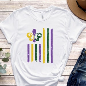 Mardi Gras Flags Shirt, Fleur De Lis Shirt, Mardi Gras T-shirt, Nola T-shirt, Flower De Luce Shirt, New Orleans Beads Parade Shirt