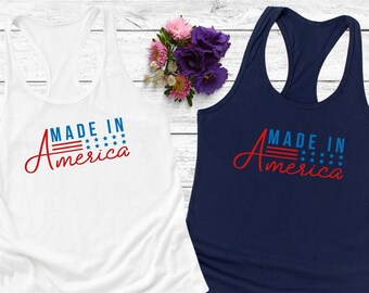 Made In America Tank Top: Patriotic USA Flag Racerback