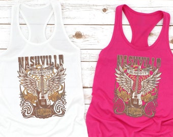 Nashville Music City Tank Top: Country Guitar Shirt