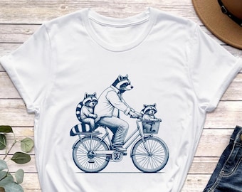 Raccoon Bike Shirt: Funny Animal Bicycle Graphic Tee