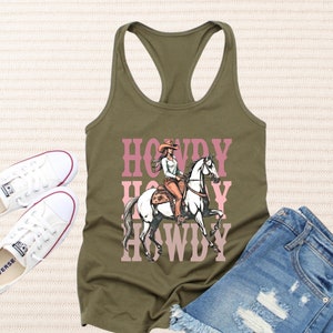 Howdy Tank Top, Cute Cowgirl Summer Shirt for Country Concerts, Perfect Gift for Her,Western Tank Top, Retro Cowgirl Tee for Music Festivals