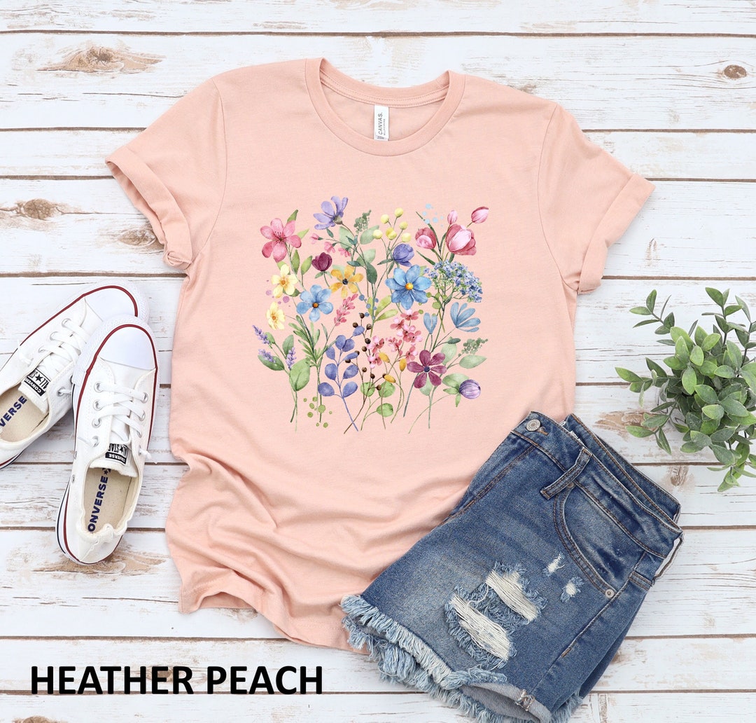 Wildflower Shirt, Pressed Flower Shirt, Floral Graphic Tee, Ladies