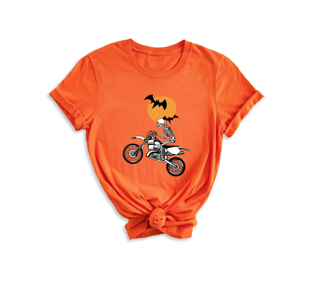 Skeleton Motorcycle Rider Shirt Halloween Party Tee Skull Etsy