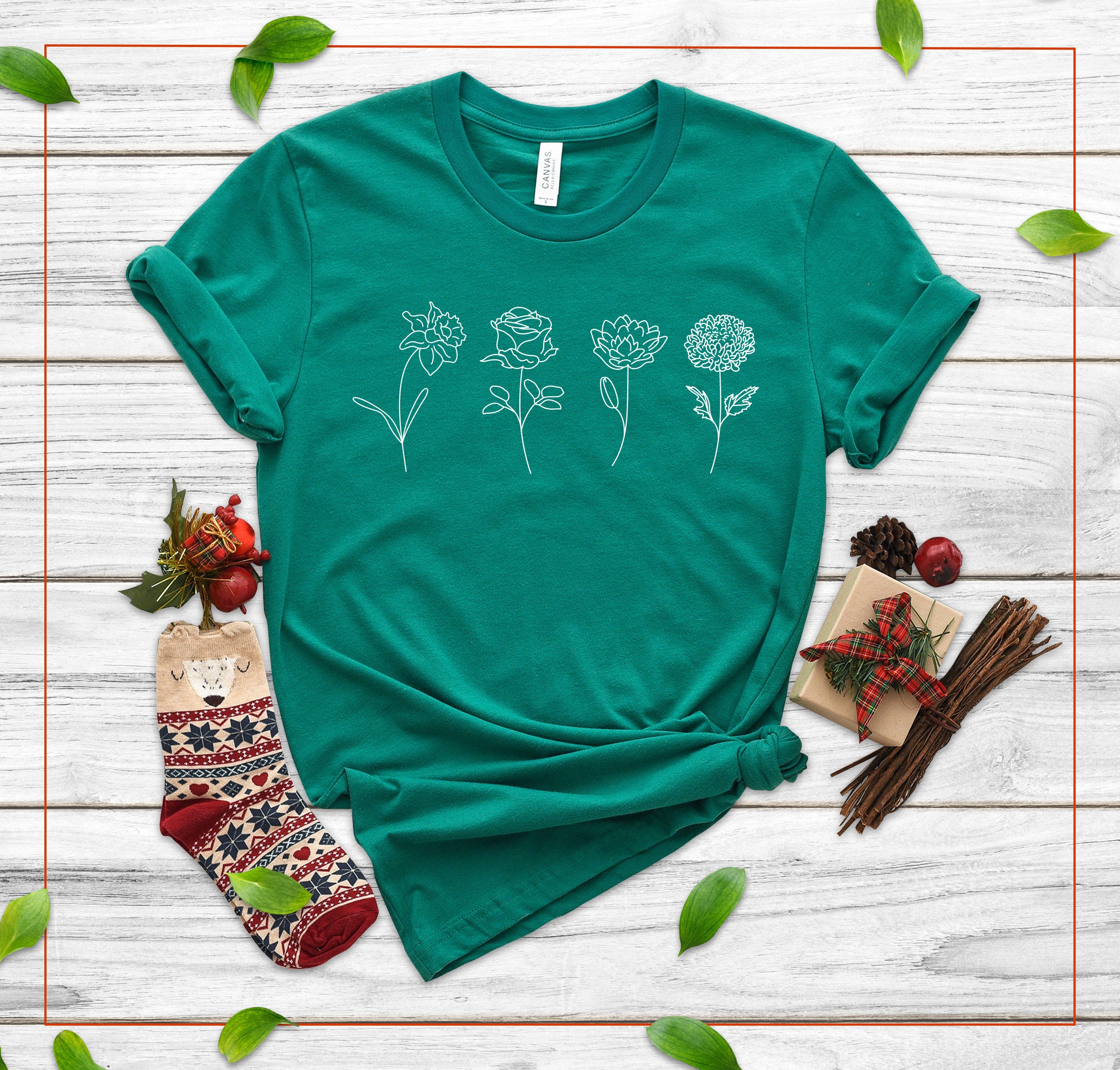 Custom Birth Month Birth Flower ShirtFlower TshirtPerfect Etsy