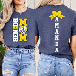 Custom Senior Mom 2025 Volleyball Shirt, Personalized Sports Tee, Unique Graduation Gift for Her
