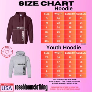 a hoodie size chart for a youth hoodie