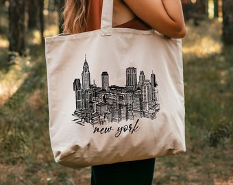 New York Tote Bag, New York Travel Gift Tote Bag, NYC Canvas Tote Bag, Trendy Tote