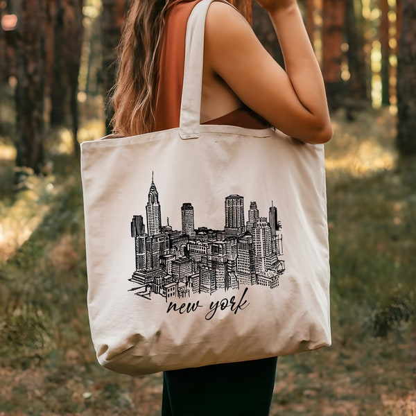 New York Tote Bag, New York Travel Gift Tote Bag, NYC Canvas Tote Bag, Trendy Tote