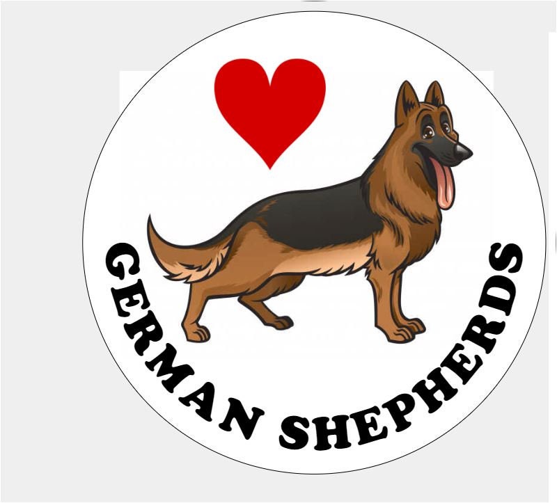 LOVE GERMAN SHEPHERDS Sticker/Decal. 9 cm round Vinyl Gloss | Etsy