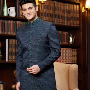 Navy Blue Groomsmen Sherwani Wedding Sherwani Ethnic indowestern Pakistani Jodhpuri sherwani Plus ize groom sherwani exclusive sherwani