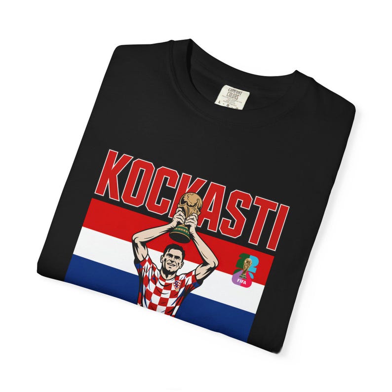 Kockasti Hrvatska Fußballspieler Trophäe T-Shirt | Kroatien WM 26 Flagge Fußball Tee Bild 18