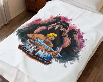 Manta de felpa de terciopelo con ilustración de He-Man y el Castillo Grayskull
