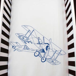 Organic Cotton Bedding For Kids /  Bi-plane Crib Sheet, Crib Size, Fitted Sheet, Baby, Infant, Toddler, Eco-Friendly Bedding Set