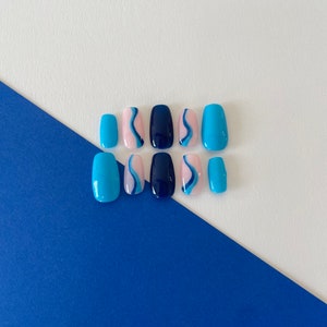 Blue Wave Press on Nails
