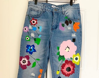 Hand Painted Jeans | Etsy