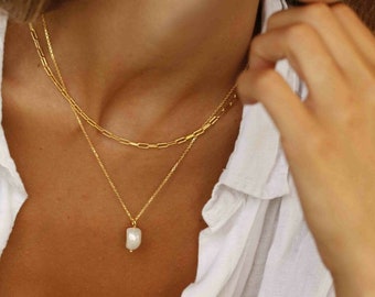 18ct Gold Vermeil Chain with Pearl Charm