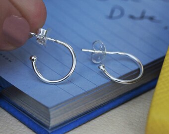 Petite sterling silver silver polished hoops