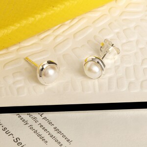 Sterling Silver Pearl Stud Earrings