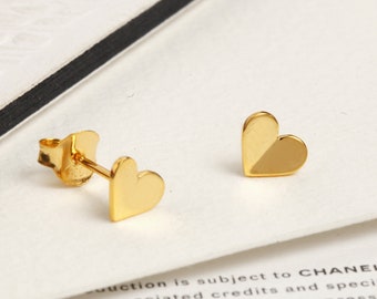 Gold Plated Origami Heart Stud Earrings