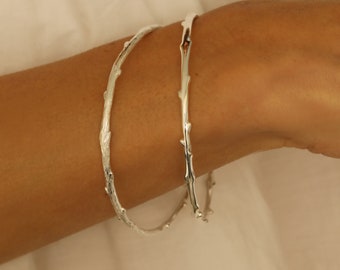 Sterling Silver Textured or Smooth Bangle