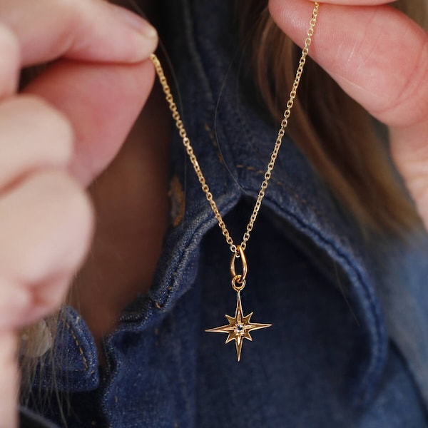 Collier étoile en or, pendentif étoile du Nord en or vermeil 18 carats