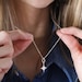 Sterling Silver starburst necklace, Dainty topaz star charm