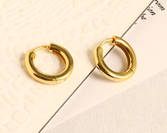 18ct Gold Plated Chunky Hoop Earrings