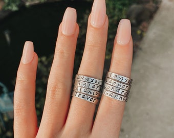 Customizable Stamped Name Rings