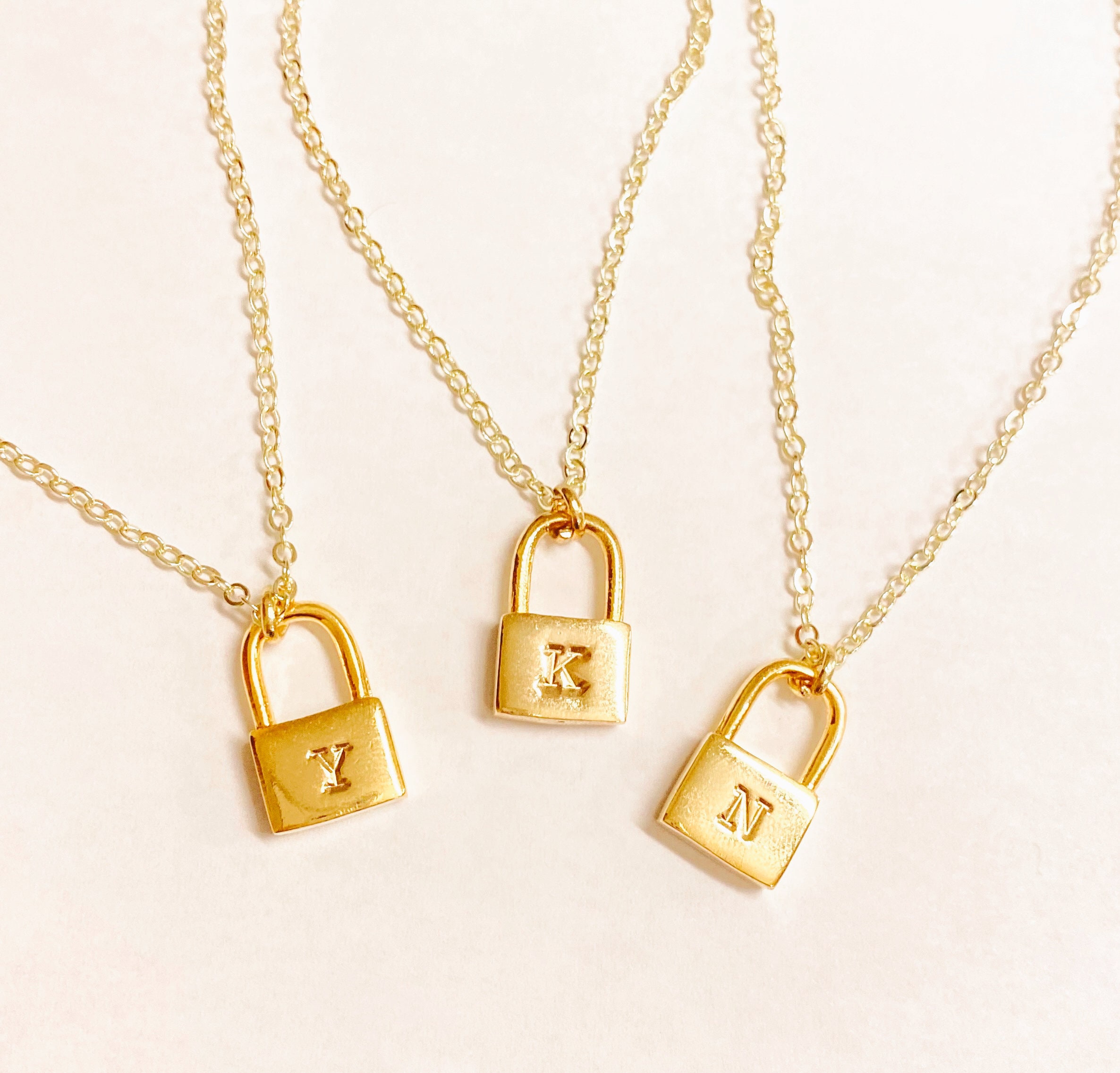 Custom Initial Gold Lock Necklace