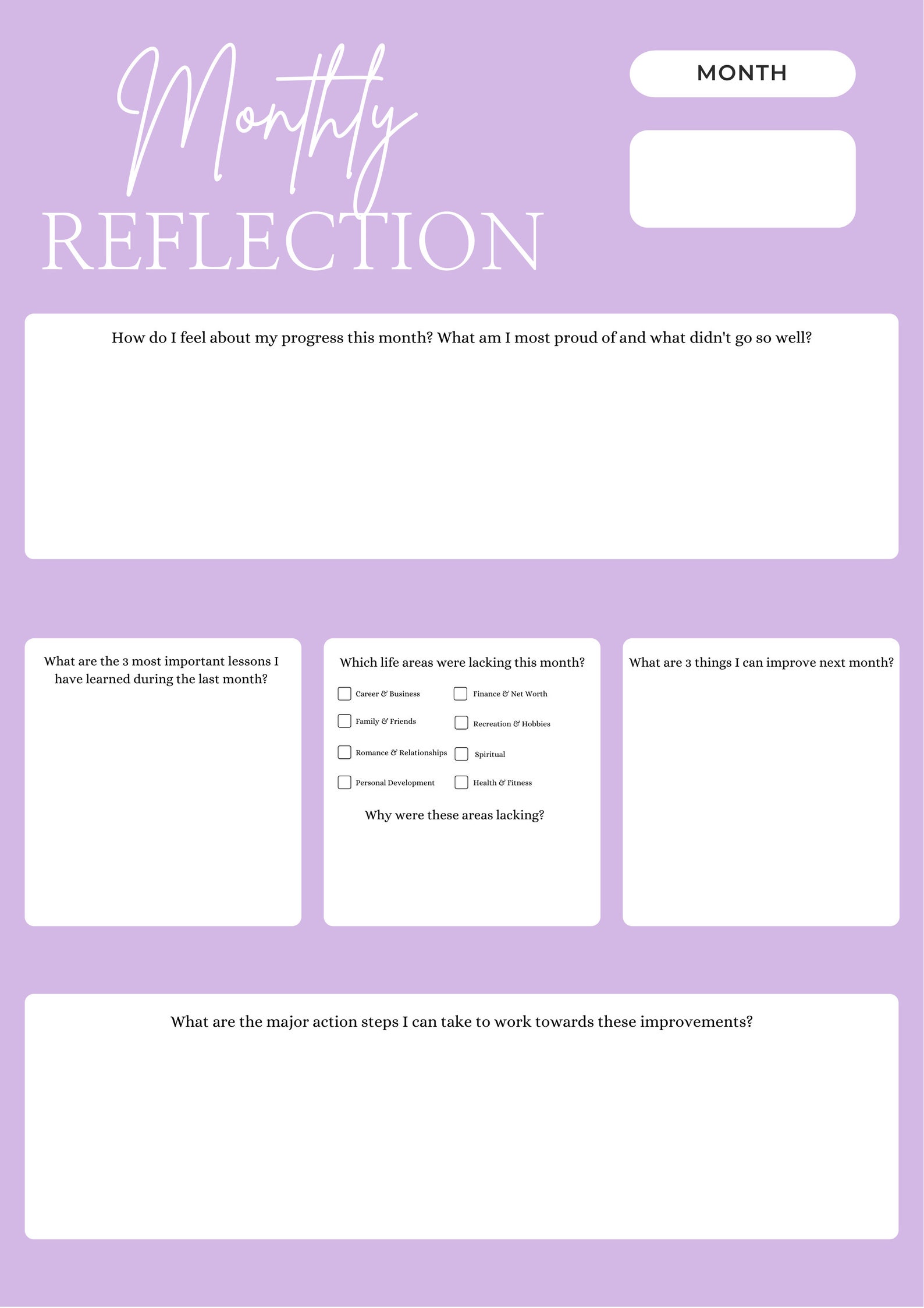 Monthly Reflection Template