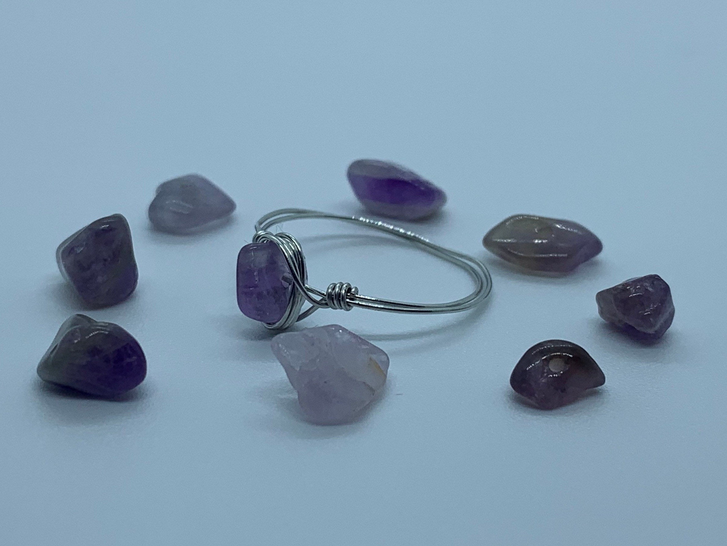 Handmade Gemstone Silver Plated Wired Rings + Free Mystery Ring