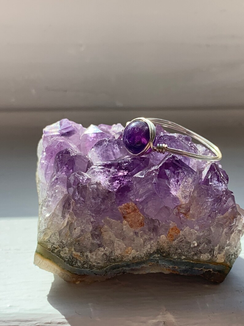 Handmade Amethyst Silver Plated Wired Ring