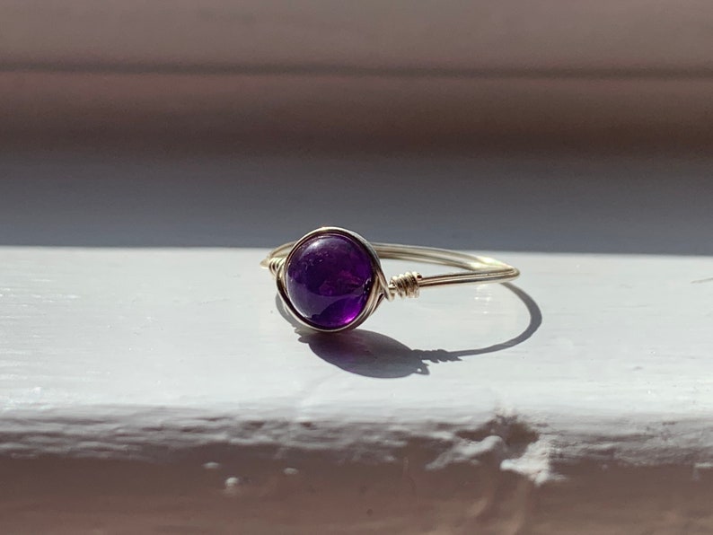 Handmade Amethyst Silver Plated Wired Ring