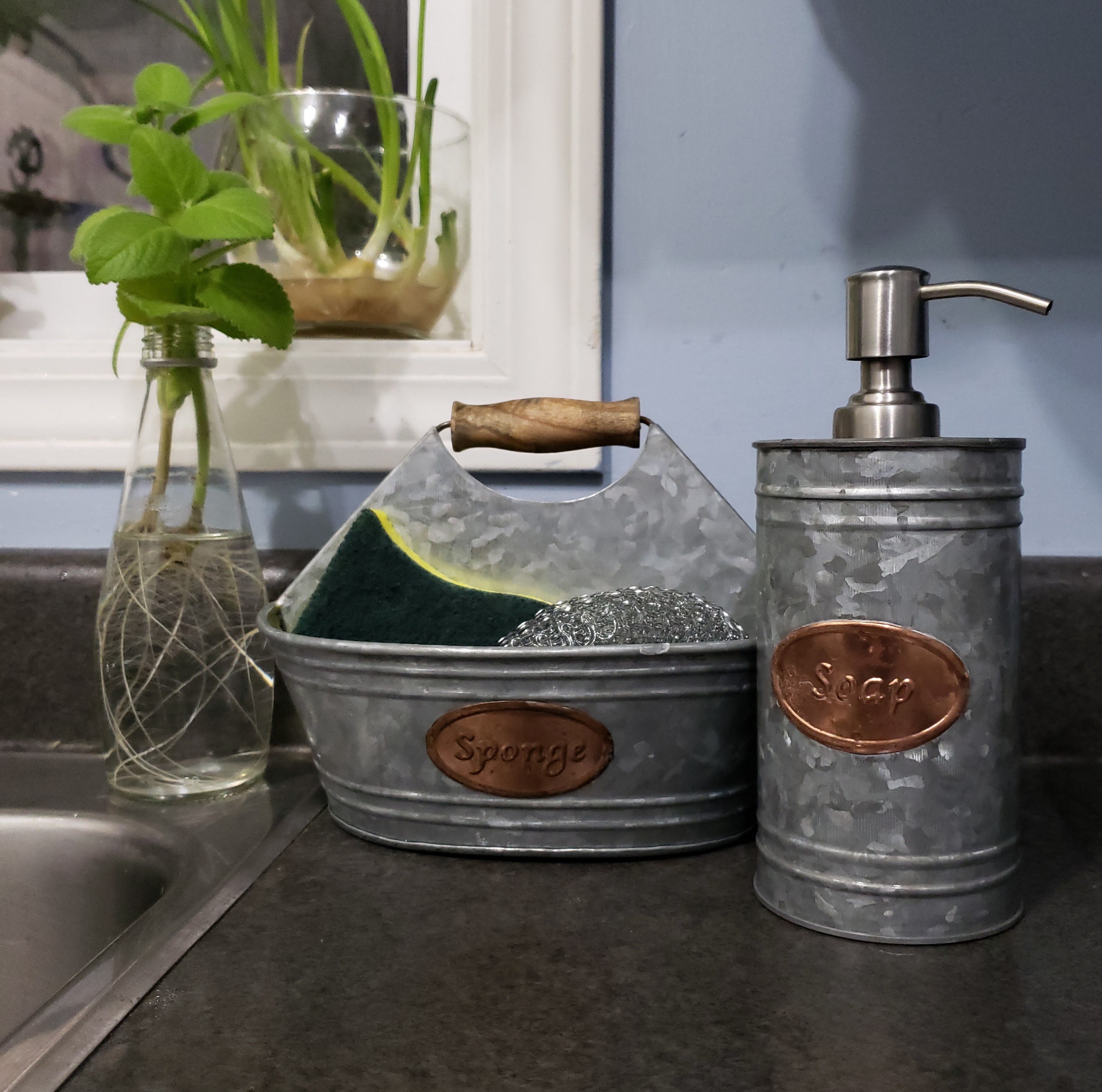 Farmhouse Kitchen Sponge Holder Rustic Kitchen Caddy Etsy