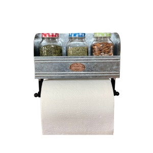Support mural porte-serviettes en papier de ferme, porte-serviettes de cuisine avec étagère, porte-serviettes en papier rustique, porte-serviettes en papier galvanisé