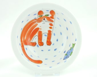 Cereal bowl cat with fish, granola bowl cat with fish, bowl cat, catlover gift, tableware cat, Easter gift, Cute present for birthday