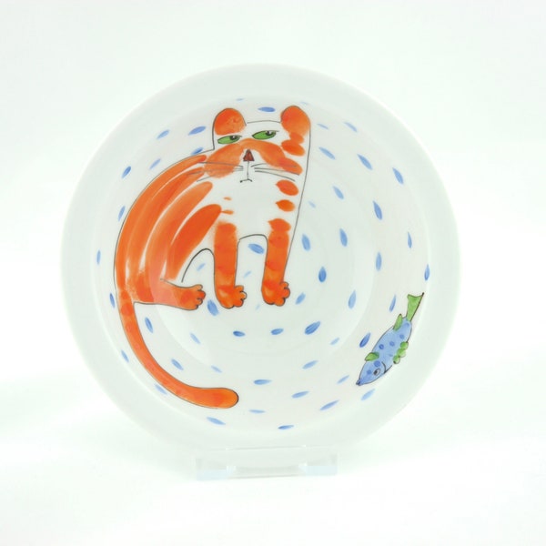 Cereal bowl cat with fish, granola bowl cat with fish, bowl cat, catlover gift, tableware cat, Easter gift, Cute present for birthday