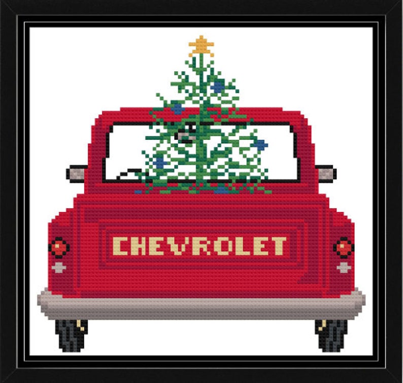 Christmas Tree in Vintage Chevrolet Truck Cross Stitch Pattern - Etsy